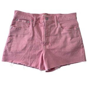 Madewell The Perfect Jean Short Pink Denim Raw Frayed Hems Women Size 30